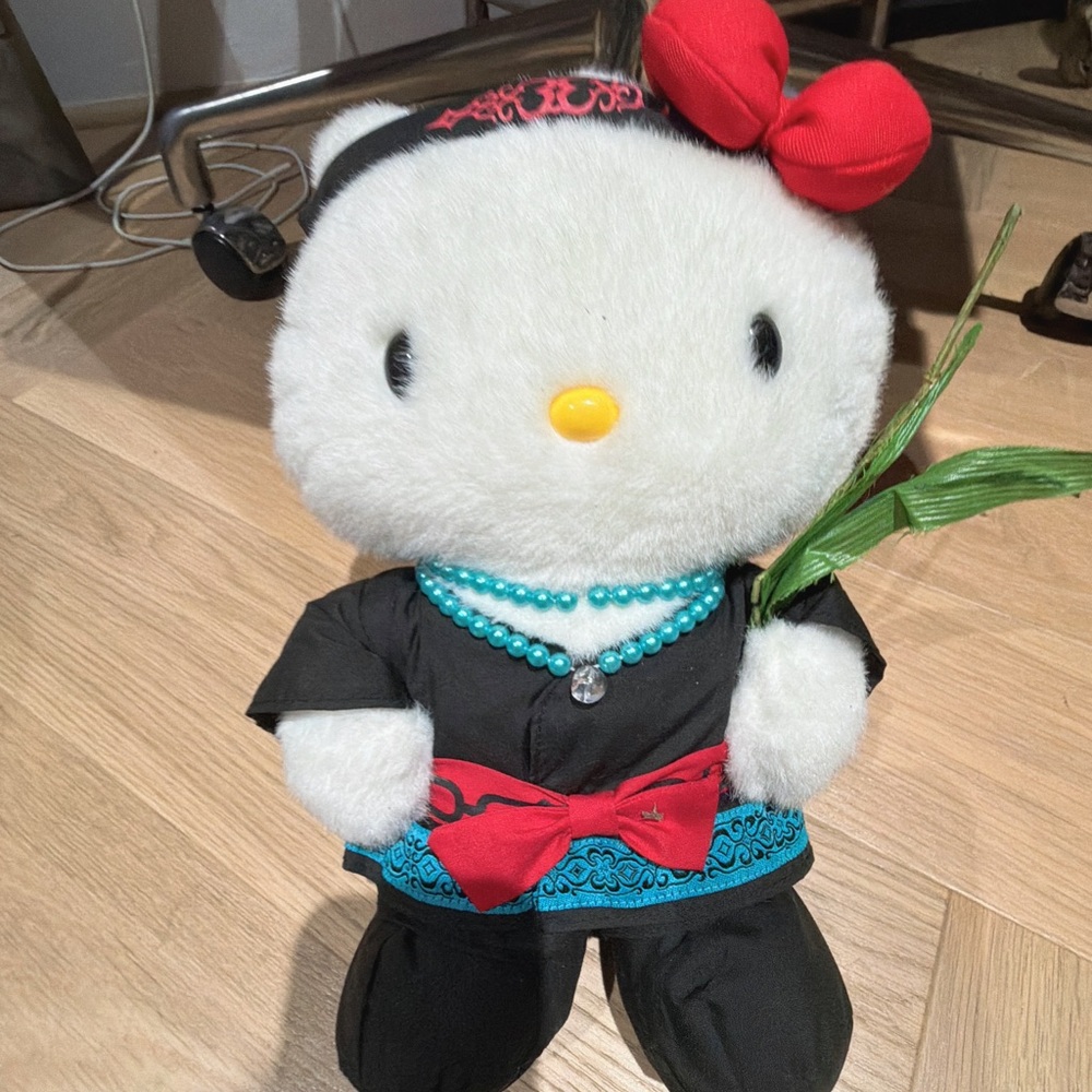 Hello Kitty Plush in Black Outfit with Red Bow